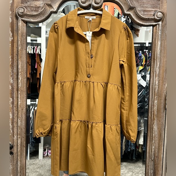 💛💛COPPER KEY MUSTARD COLOR A LINE DRESS SZ Small 💛💛NWT - Picture 1 of 16